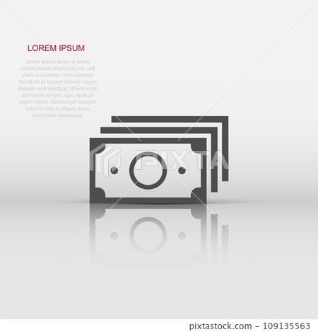 Money stack icon in flat style. Exchange cash vector illustration on white isolated background. Banknote bill business concept. 109135563