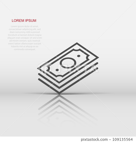 Money stack icon in flat style. Exchange cash vector illustration on white isolated background. Banknote bill business concept. 109135564