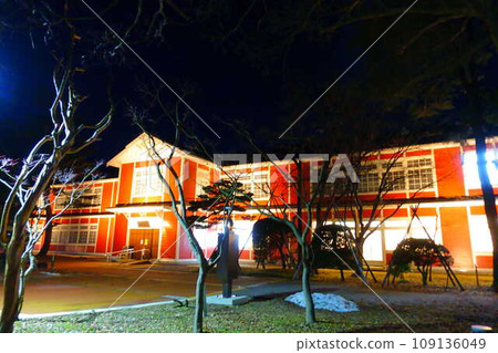 Former Nagai Elementary School No. 1 building illuminated Former Nagai Elementary School No. 1 building illuminated 109136049