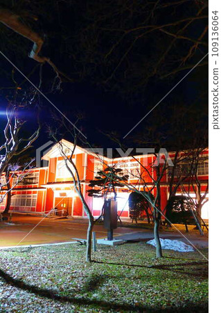 Former Nagai Elementary School No. 1 building illuminated Former Nagai Elementary School No. 1 building illuminated 109136064