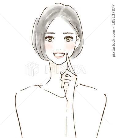 Nasolabial folds Illustration of an elderly woman who is positive about beauty care 109137877