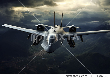 Fighter plane in the sky. Generative AI Fighter plane in the sky. Generative AI 109138289