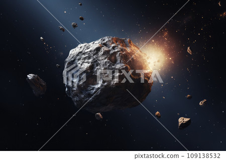 Asteroid in outer space. Generative AI 109138532