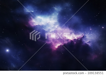 Blue space nebula. Generative AI 109138551