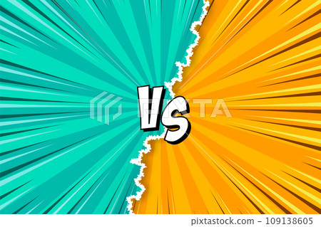 Cartoon comic background. Fight versus. Comics book colorful competition poster with torn paper element. Retro Pop Art style. Vector illustration Cartoon comic background. Fight versus. Comics book colorful competition poster with torn paper element. Retro Pop Art style. Vector illustration 109138605