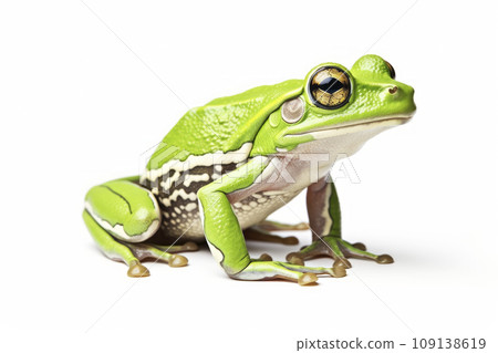 Beautiful frog on a light background. Generative AI 109138619