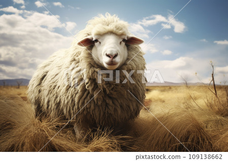 Beautiful sheep in nature. Generative AI 109138662