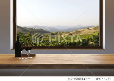 Table next to an open window. Generative AI 109138752