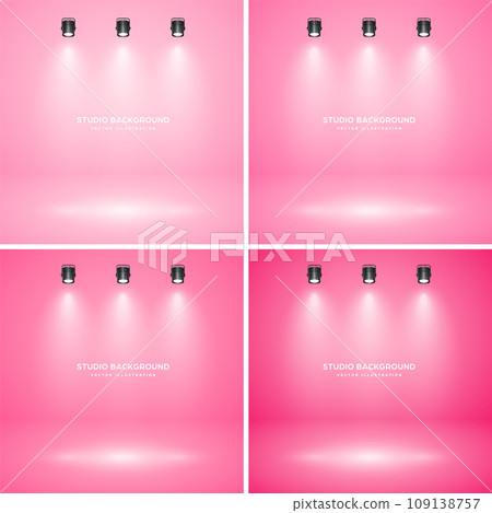 Empty rose studio abstract backgrounds with spotlight effect. Product showcase backdrop. Stage lighting. Vector illustration 109138757
