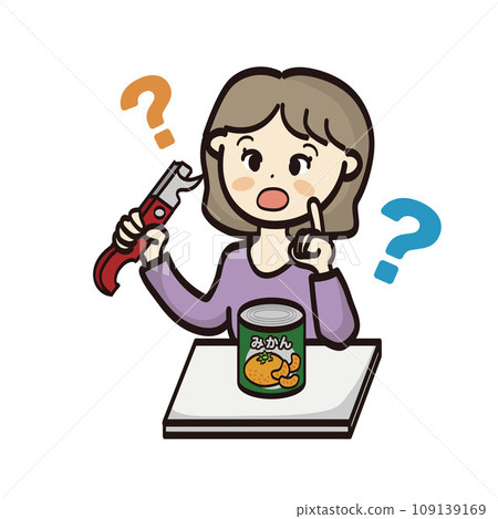 A young woman can't open cans because she doesn't know how to use a can opener. A young woman can't open cans because she doesn't know how to use a can opener. 109139169