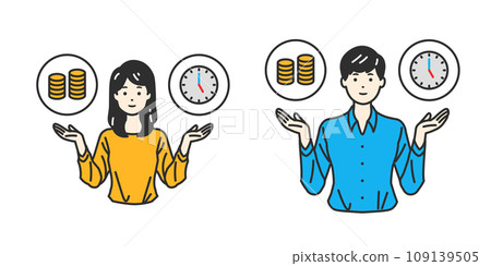Illustration of thinking about Taipa while weighing money and time Illustration of thinking about Taipa while weighing money and time 109139505