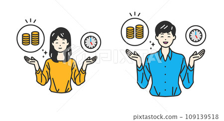 Illustration of thinking about Taipa while weighing money and time 109139518