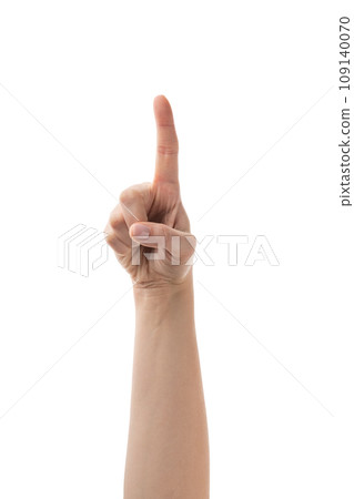 Young woman hand touch gesture for screen or something similar back view isolated Young woman hand touch gesture for screen or something similar back view isolated 109140070