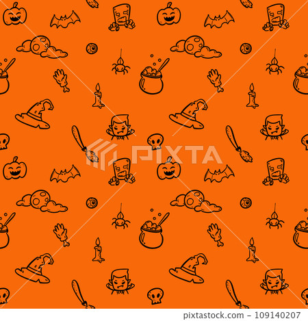 Set of Halloween doodle hand drawing, Seamless vector background Set of Halloween doodle hand drawing, Seamless vector background 109140207
