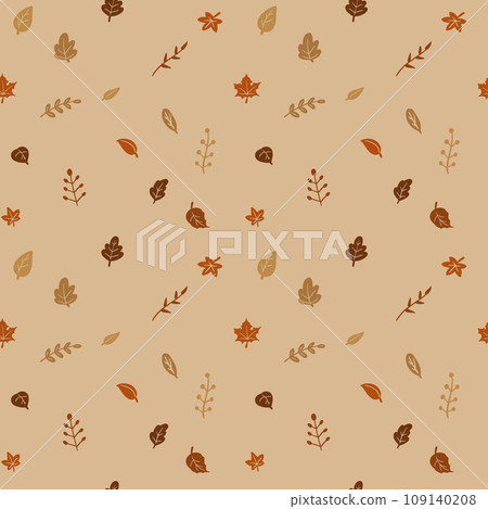 Seamless Autumn Leaf background. Drawing doodle style vector. 109140208