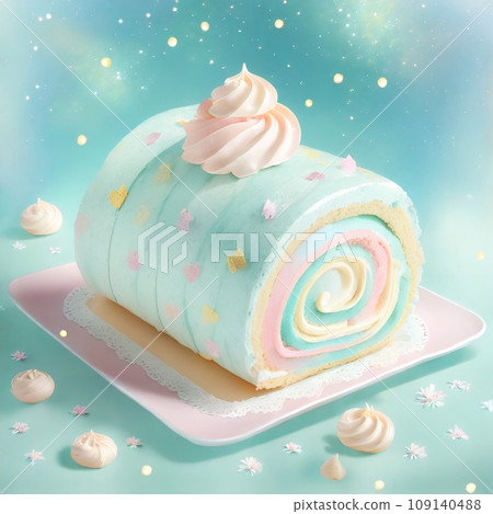 Roll cake on a plate 109140488