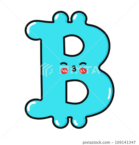 Bitcoin Sign character. Vector hand drawn cartoon kawaii character illustration icon. Isolated on white background. Bitcoin Sign character concept 109141347