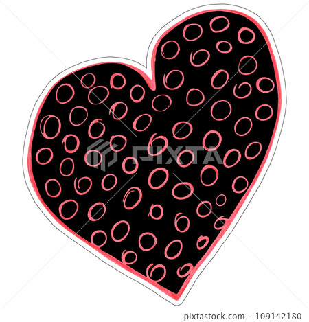 Red and Black Heart Sticker Drawn by Colored Pencil. The Sign of World Heart Day. Symbol of Valentines Day. Heart Shape Isolated on White Background. Red and Black Heart Sticker Drawn by Colored Pencil. The Sign of World Heart Day. Symbol of Valentines Day. Heart Shape Isolated on White Background. 109142180