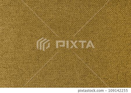 Textile backgtound, yellow coarse fabric texture, jacquard woven upholstery 109142255