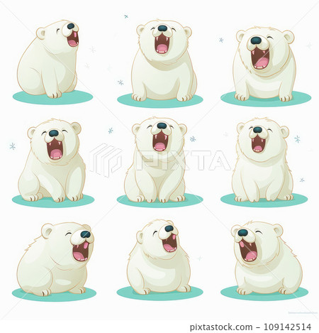 New Year emoticons funny polar bears, emoji. Cartoon style, New Year, Christmas. 109142514