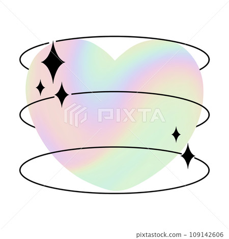 hologram heart with sparkle y2k retro style pastel blurred gragient 90s psychedelic Holographic minimal  109142606