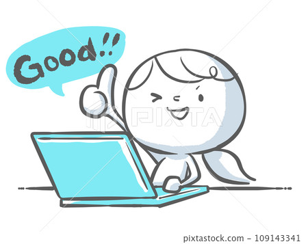 一個白人，有一台藍色筆記型電腦，名字很好 109143341