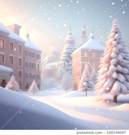Christmas soft color snowfall city illustration realistic wallpaper Christmas soft color snowfall city illustration realistic wallpaper 109144097
