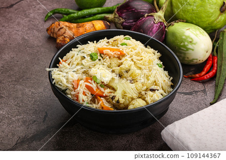 Indian vegetarian pilao basmati rice Indian vegetarian pilao basmati rice 109144367