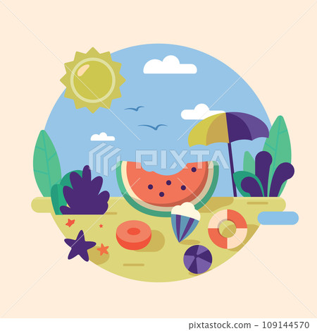 Summer banner background. Vector illustration 109144570