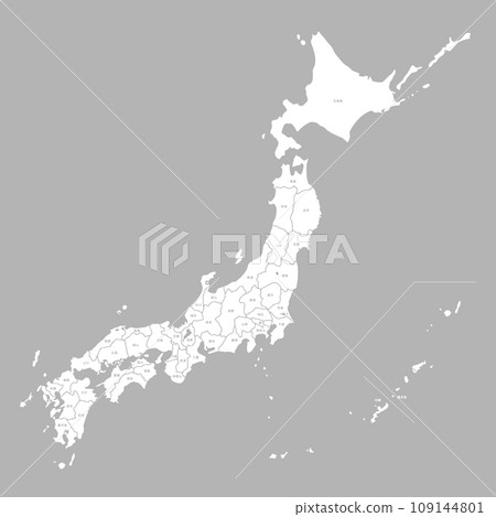 日本按都道府縣劃分的空白地圖 109144801