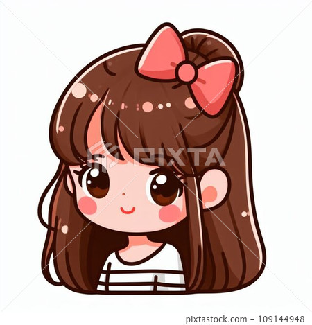 一個可愛的女孩,帶著粉紅絲帶 一個可愛的女孩,帶著粉紅絲帶 109144948