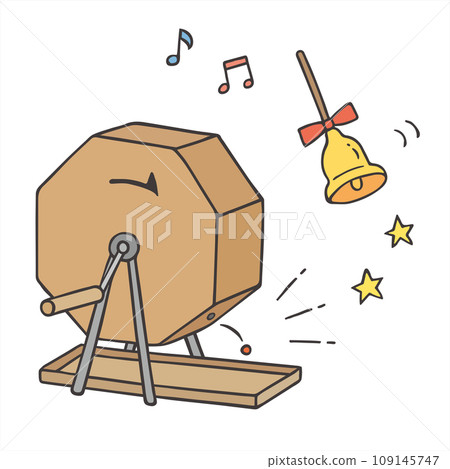 Illustration of a person spinning a lottery rattle (color) 109145747