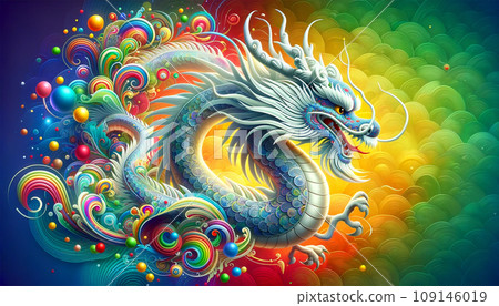 龍年龍新年賀卡插畫 龍年龍新年賀卡插畫 109146019