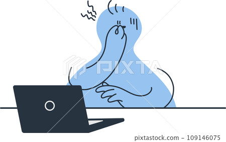 People who suffer from eye strain in front of a computer People who suffer from eye strain in front of a computer 109146075
