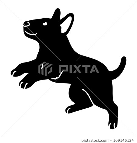 簡單可愛的跳躍鬥牛梗剪影與臉 109146124