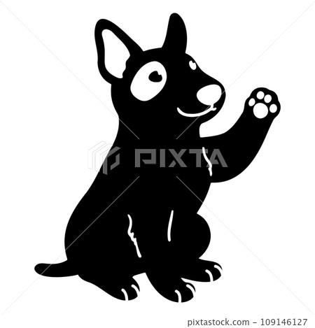 簡單可愛的鬥牛梗剪影揮舞著臉 109146127