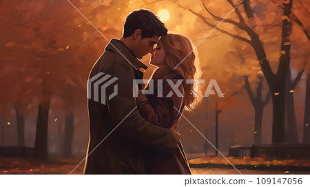 A young loving couple tenderly hugs and touches each other. A young loving couple tenderly hugs and touches each other. 109147056