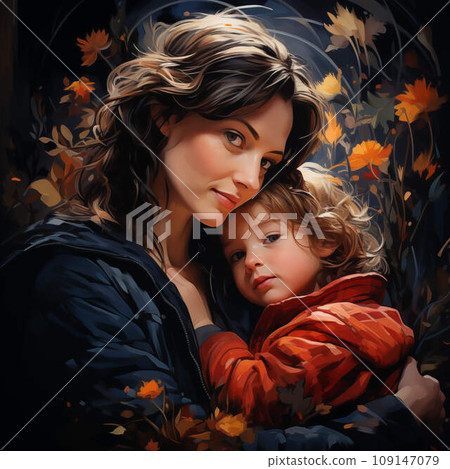 close up of mother and daughter hugging and smiling at camera 109147079