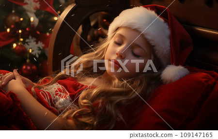 聖誕熟睡的女孩/AI生成圖像 109147165