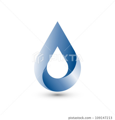 3D Water drop logo design. Blue Droplet icon abstract symbol element, vector template splash style. Waterdrop Oil Aqua droplet Logotype concept sign isolated on white background  109147213