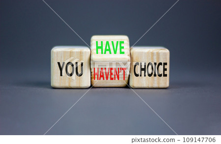 You have or not choice symbol. Concept word You have or have not choice on beautiful wooden cubes. Beautiful grey table grey background. Business and you have or not choice concept. Copy space. You have or not choice symbol. Concept word You have or have not choice on beautiful wooden cubes. Beautiful grey table grey background. Business and you have or not choice concept. Copy space. 109147706