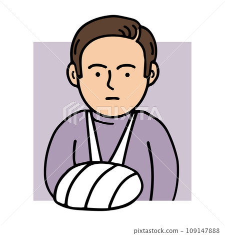 Man with a cast on a broken arm 109147888