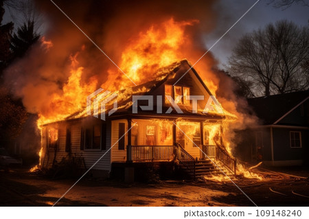 Fire in private house 109148240