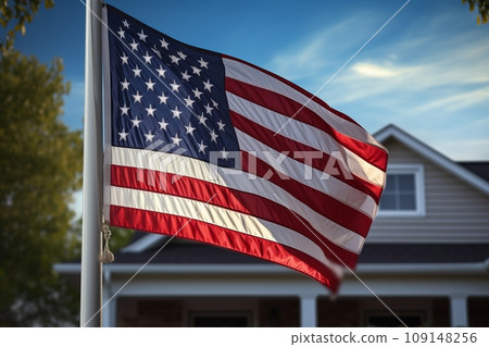 American flag outside a private home 109148256