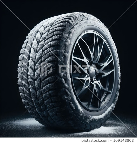 new tire with modern tread on black background brightly lit from above new tire with modern tread on black background brightly lit from above 109148808