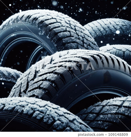 new tire with modern tread on black background brightly lit from above new tire with modern tread on black background brightly lit from above 109148809