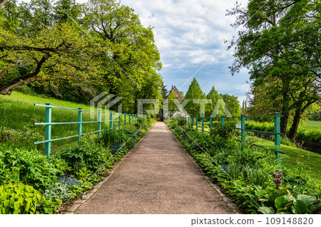 The garden house with garden of Johann Wolfgang von Goethe in Weimar, Thuringia, Germany. Unesco World Heritage Site, The garden house with garden of Johann Wolfgang von Goethe in Weimar, Thuringia, Germany. Unesco World Heritage Site, 109148820