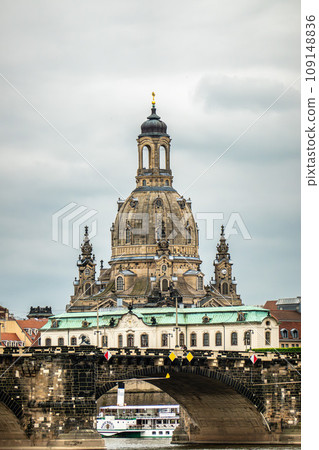 Frauenkirche cathedral in Dresden, Germany. Church of Our Lady is a Lutheran church in state of Saxony. Frauenkirche cathedral in Dresden, Germany. Church of Our Lady is a Lutheran church in state of Saxony. 109148836