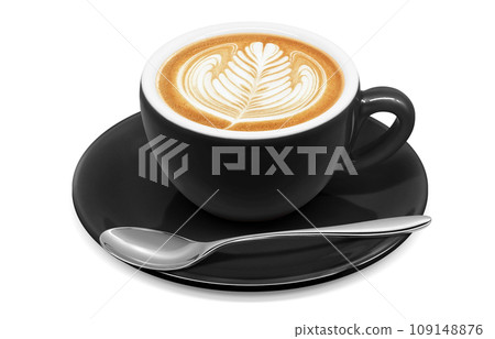 拿鐵咖啡插畫真實 109148876