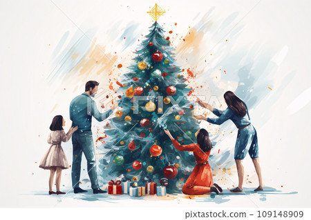 happy family walking on snow happy family walking on snow 109148909